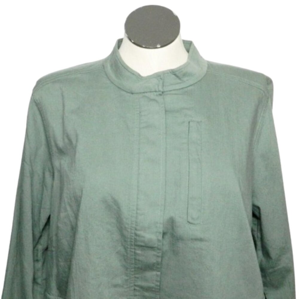 Eileen Fisher $238 Organic Cotton Twill Stand Collar Jacket Nori Green Sz 1X NWT - Picture 4 of 7